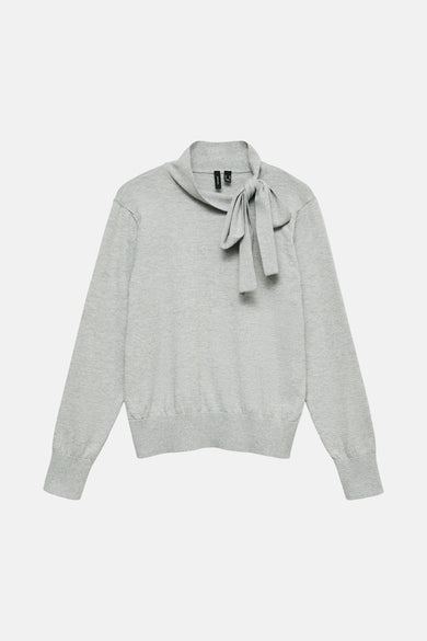 Sweat-shirt gris avec col rond de VERO MODA, avec détail de côtes au col.