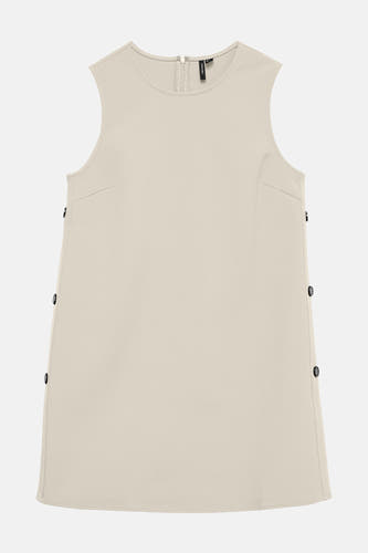 Robe sans manches écru de VERO MODA, avec détail de bouton et fermeture éclair sur le dos.