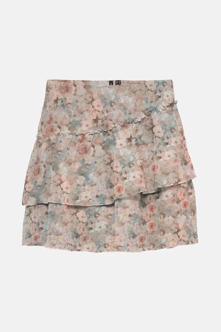 Jupe courte multicolore de VERO MODA® avec imprimé floral et volants.