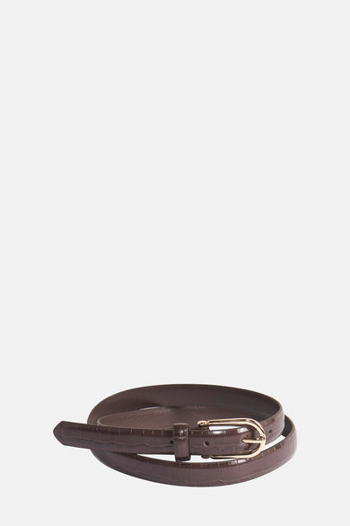 Ceinture brune de VERO MODA® avec imprimé crocodile et boucle dorée.