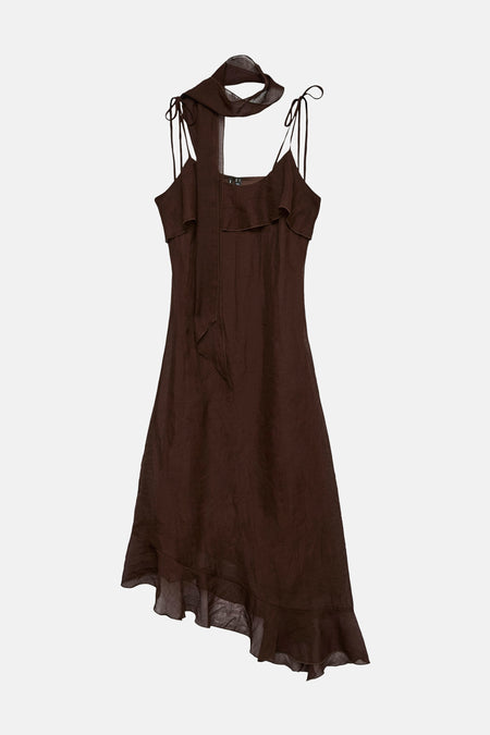 VMSABRINA BLK SCRF FLOUNCE DRESS WVN EXP