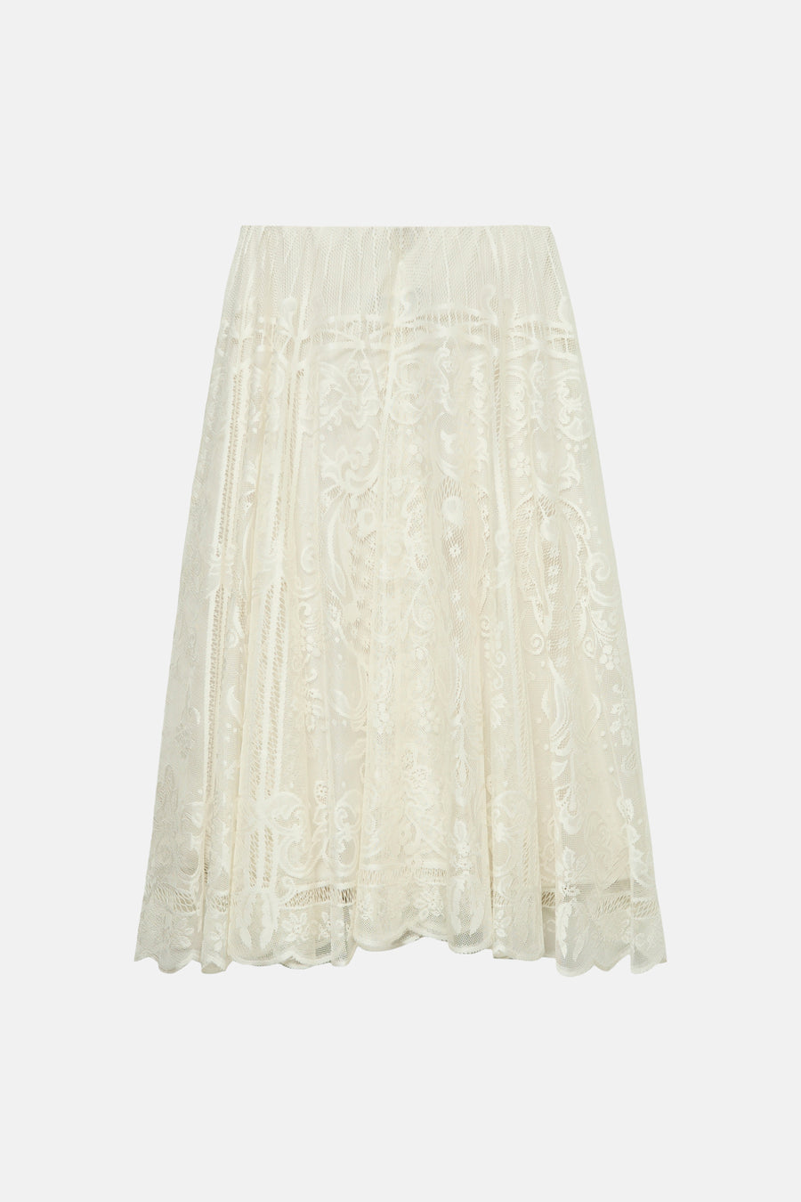 Jupe longue beige de VERO MODA® avec un délicat motif en dentelle florale.