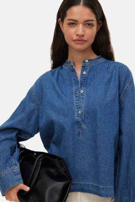 Blouse à manches longues - bleu