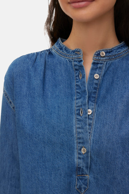 Blouse à manches longues - Medium Blue Denim