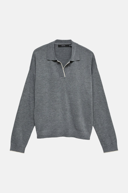 Pull col V - Medium Grey Melange