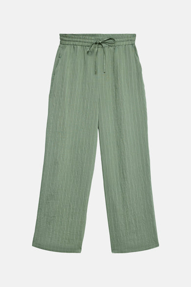 Pantalon coloré à rayures vertes de VERO MODA® avec taille élastique et cordon de serrage, coupe ample.