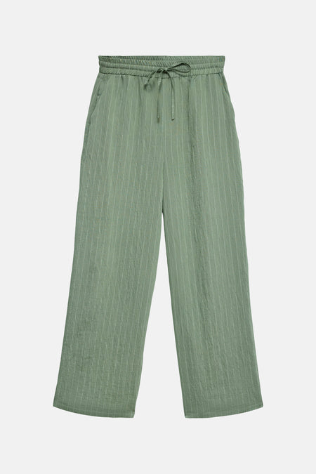 Pantalon coloré à rayures vertes de VERO MODA® avec taille élastique et cordon de serrage, coupe ample.