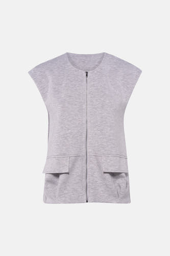 Gilet gris de VERO MODA, avec fermeture à glissière et poches sur l'avant.