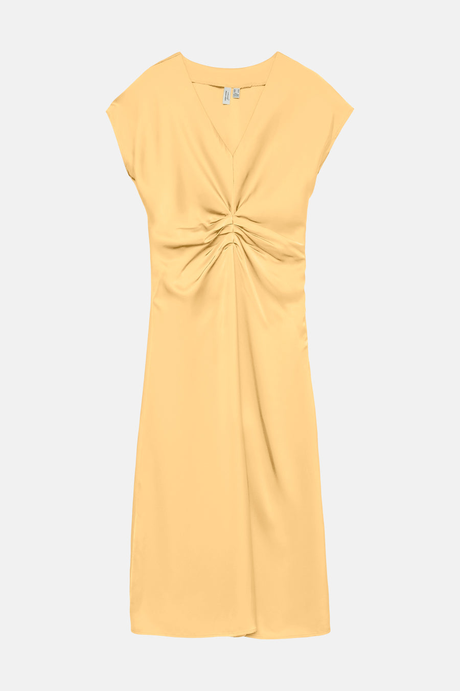 Robe jaune à manches courtes de VERO MODA®, avec un détail de taille torsadée.