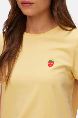 T-shirt jaune à manches courtes de VERO MODA® avec une fraise brodée.