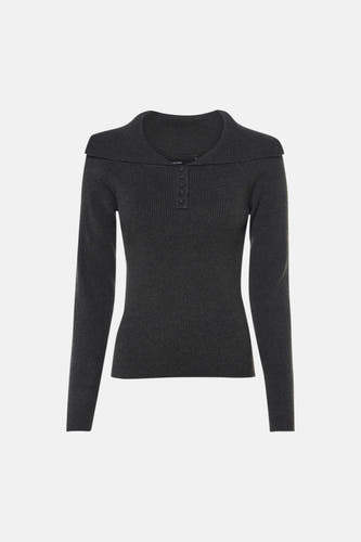 Pull col V - Dark Grey Melange
