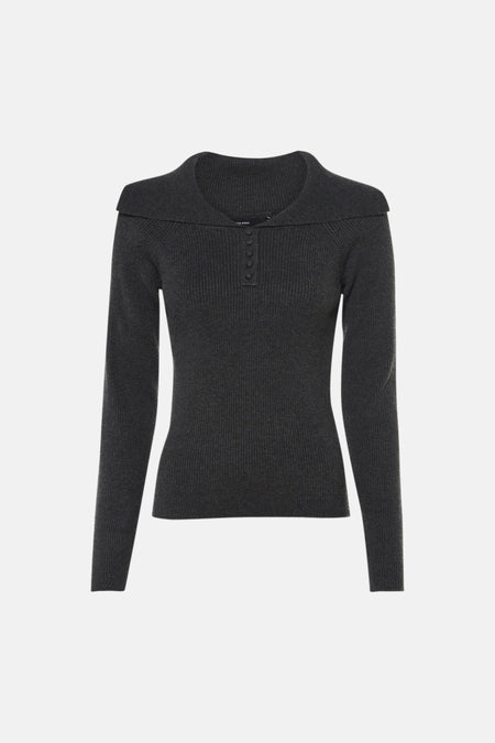 Pull col V - Dark Grey Melange