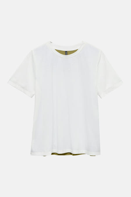Wit T-shirt met korte mouwen van VERO MODA, met een groene kraag.
