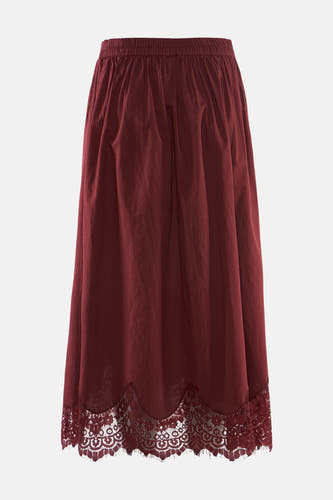 Jupe bordeaux de VERO MODA® avec taille élastique et ourlet en dentelle à bord festonné.