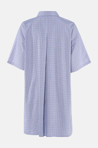 Blauw geruit kleedje met lange mouwen van VERO MODA®, achterkant met centrale rits en klassieke kraag