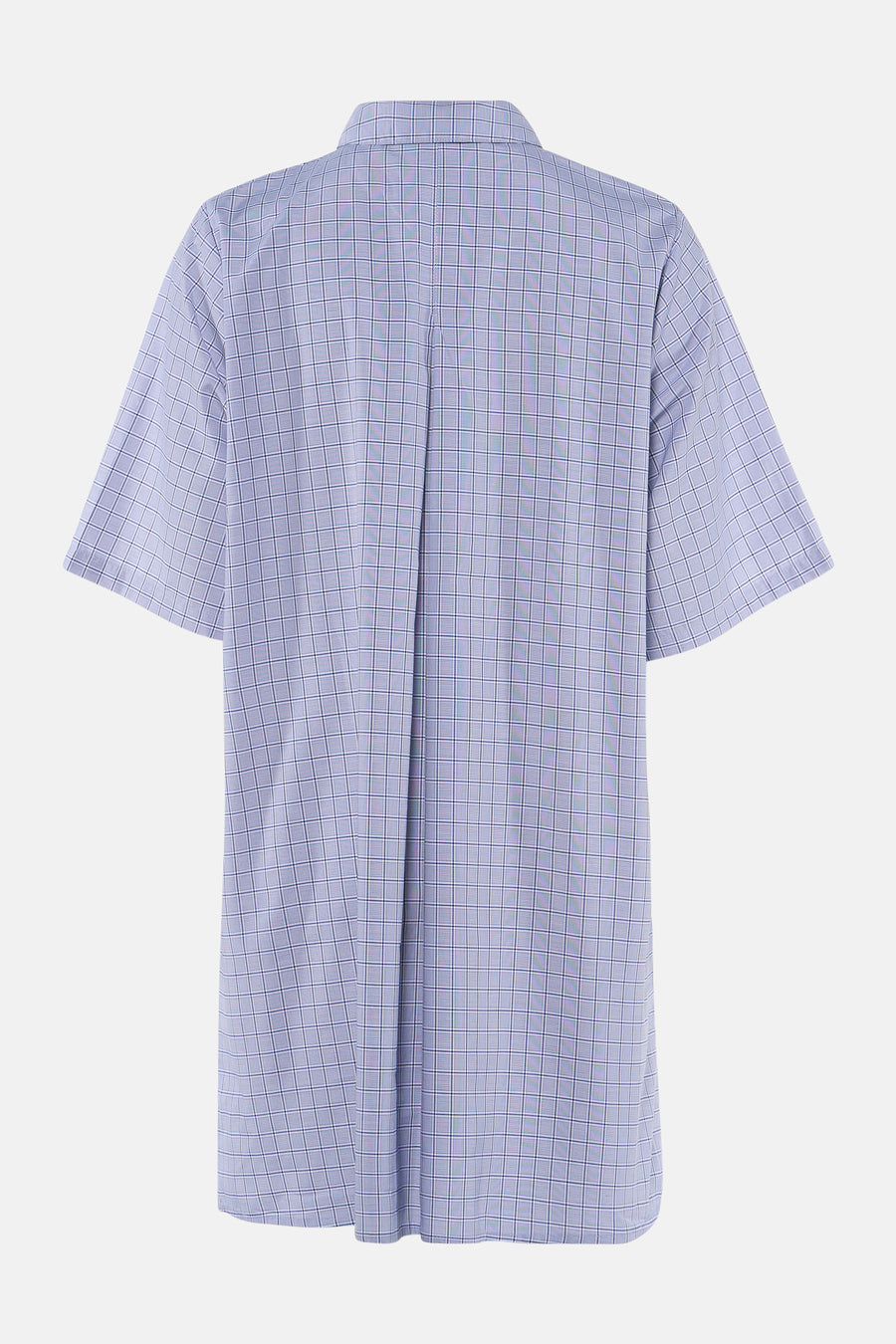 Blauw geruit kleedje met lange mouwen van VERO MODA®, achterkant met centrale rits en klassieke kraag