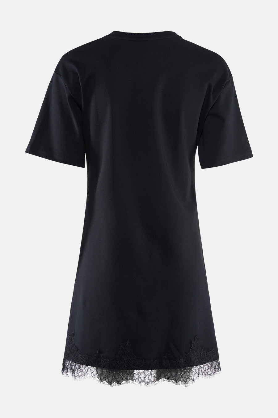 Robe noire à manches courtes de VERO MODA, avec un ourlet en dentelle au dos.