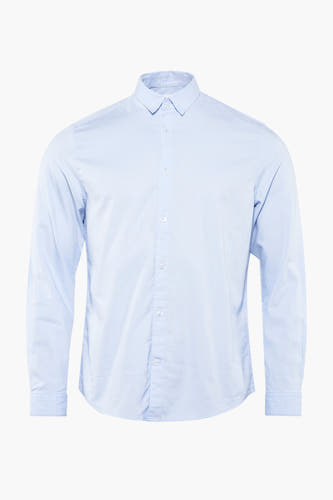 Chemise bleue à manches longues de TOM TAILOR, avec fermeture à boutons et un col classique.