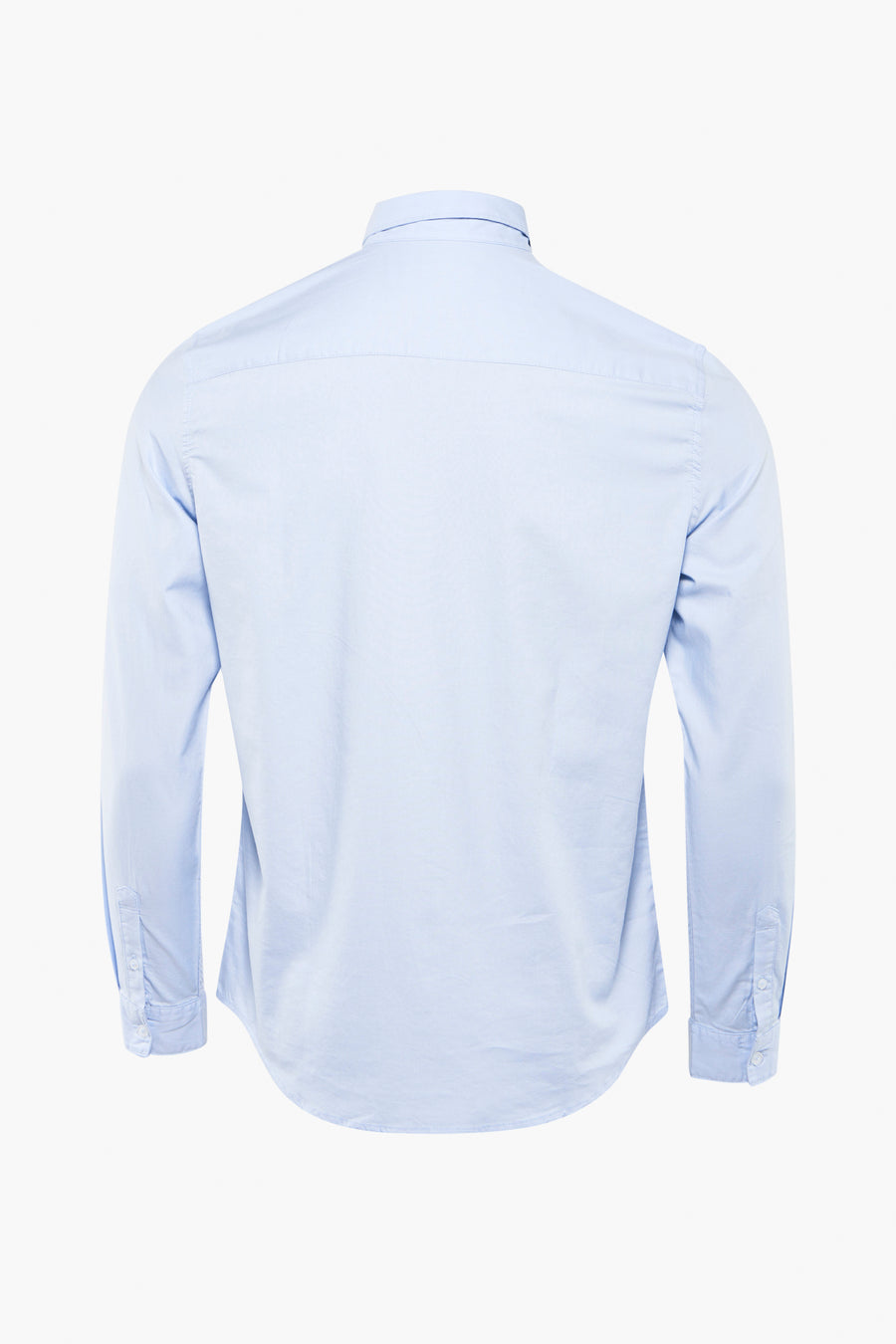 Chemise bleue à manches longues de TOM TAILOR, vue de dos, avec un design uni.