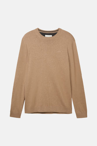 Gilet beige de TOM TAILOR, avec des manches longues et un col rond.