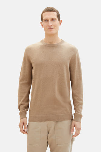 Gilet beige de TOM TAILOR, avec des manches longues et des bordures côtelées.