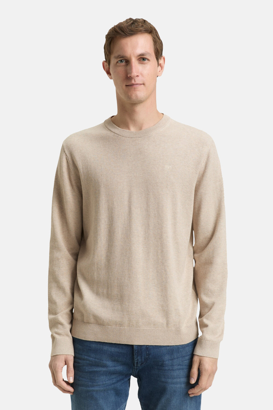 Pull à col rond - beige - TOM TAILOR