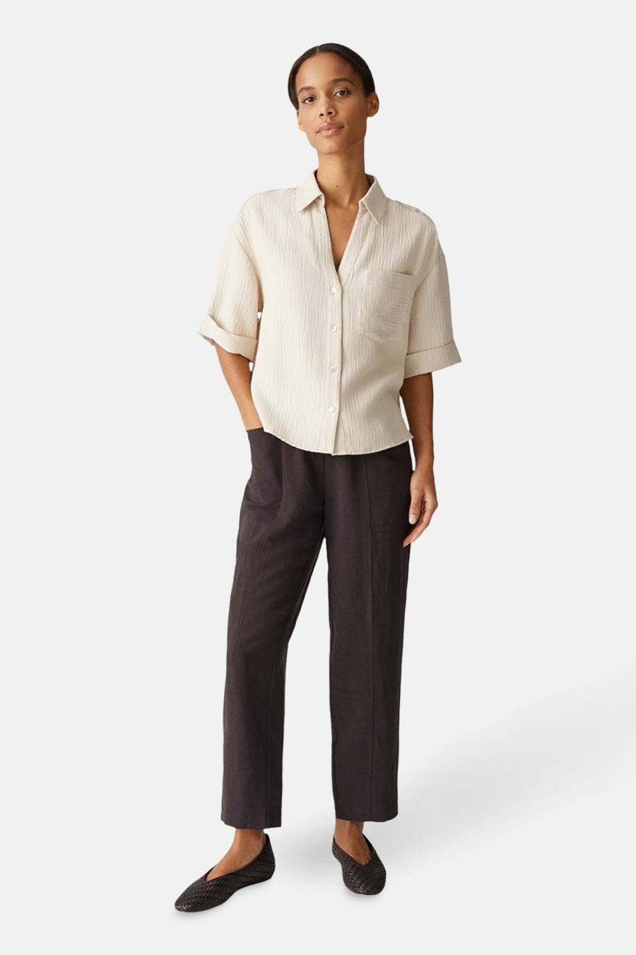 Chemise à manches courtes - beige - OPUS