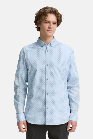 Chemise bleue à manches longues de TOM TAILOR, avec un motif délicat.