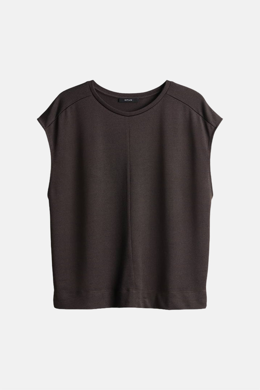 Bruine korte mouwen t-shirt van OPUS, ronde hals, gladde stof, front view