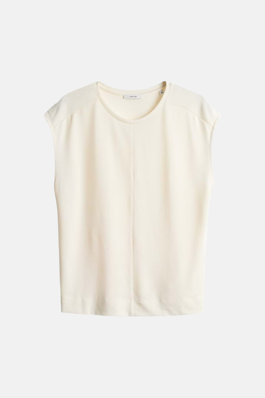 Witte mouwloze T-shirt van OPUS met ronde hals en gladde stof, front view