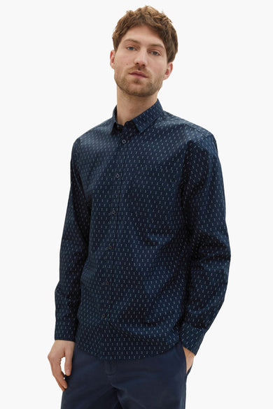Chemise bleue à manches longues de TOM TAILOR, dotée d'un motif subtil.