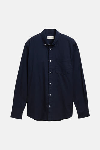 Bleu marine, chemise à manches longues à TOM TAILOR avec des boutons blancs et une poche po.