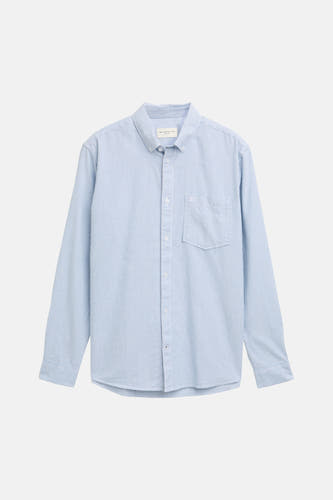 Chemise bleue à rayures à manches longues de TOM TAILOR, avec poche poitrine et fermeture boutonnée.