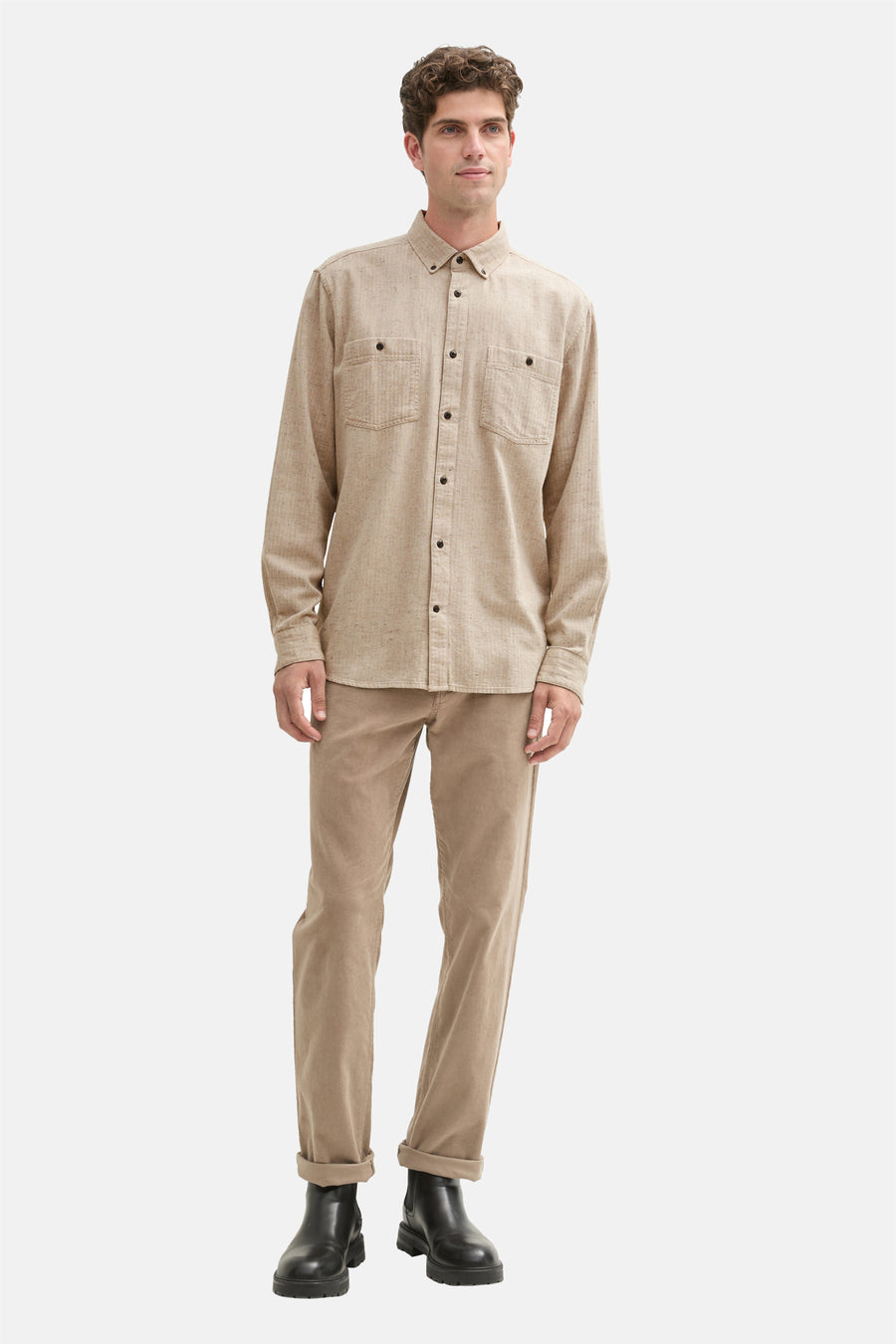 Chemise à manches longues - beige - TOM TAILOR