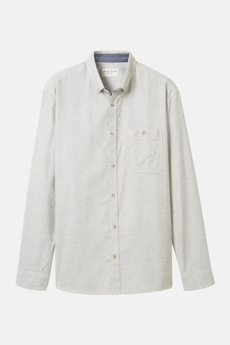 Chemise verte à manches longues de TOM TAILOR, avec poche poitrine et fermeture à boutons, en tissu léger mélangé.