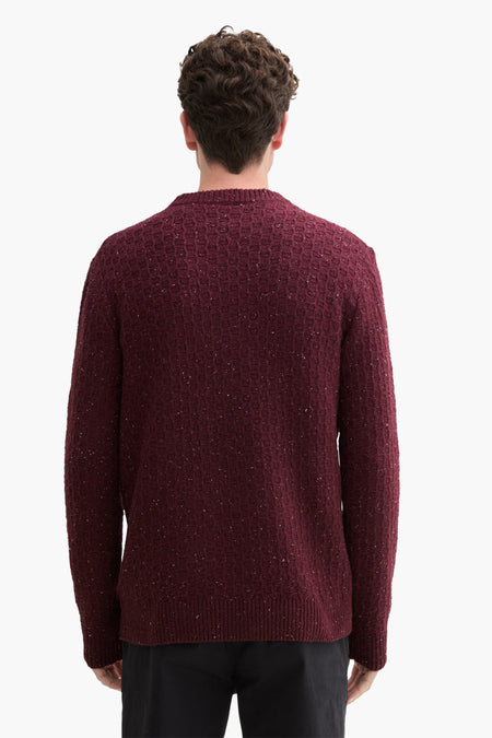 Veste Bordeaux avec col rond de TOM TAILOR, avec un motif de rayures subtil et des manches longues.