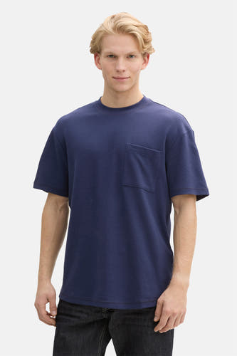 T-shirt bleu à manches courtes de TOM TAILOR, en tissu à carreaux, avec le dos comme sur la photo.
