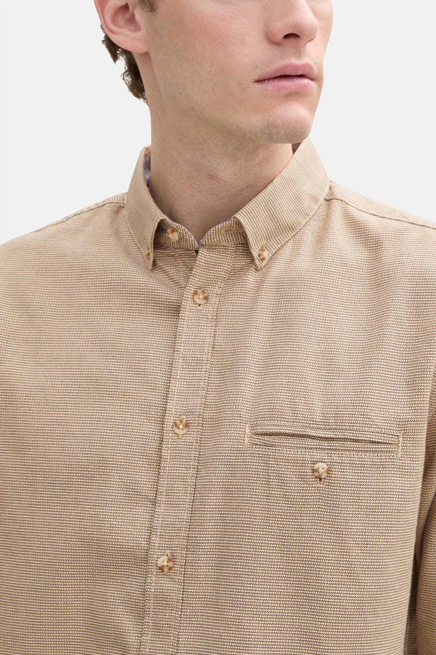 Chemise à manches longues - Beige - TOM TAILOR