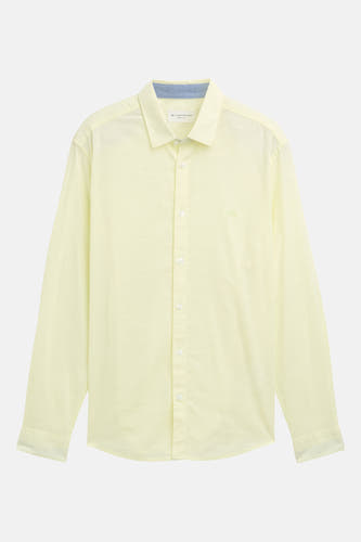 Chemise verte à manches longues de TOM TAILOR, avec col boutonné et un logo subtil.