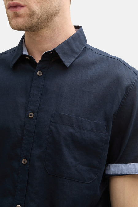 Chemise (manches courtes) Bleu - TOM TAILOR