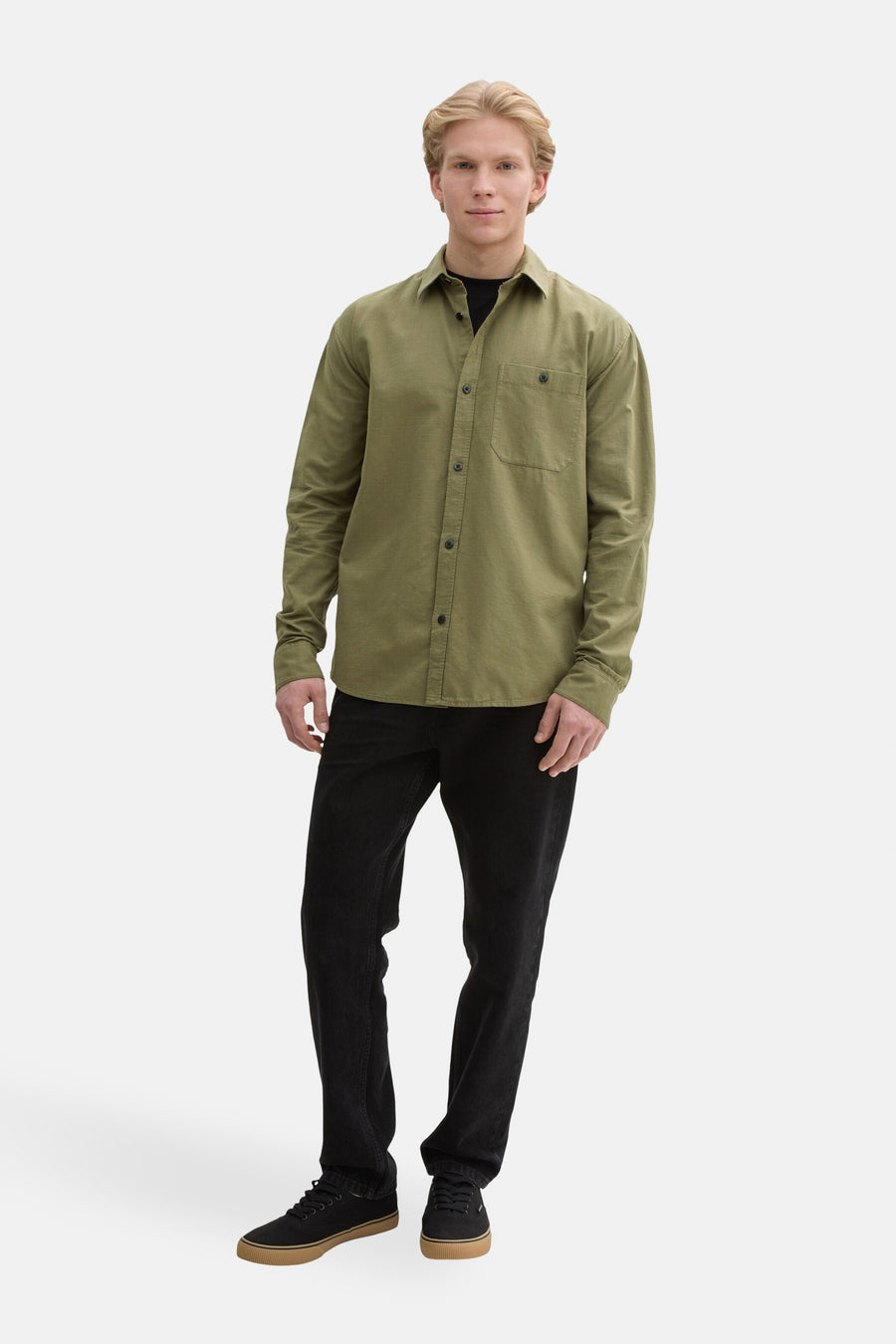 Chemise à manches longues - Kaki - TOM TAILOR