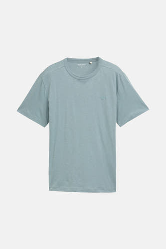 T-shirt bleu à manches courtes de TOM TAILOR, style régulier avec un détail de logo subtil.