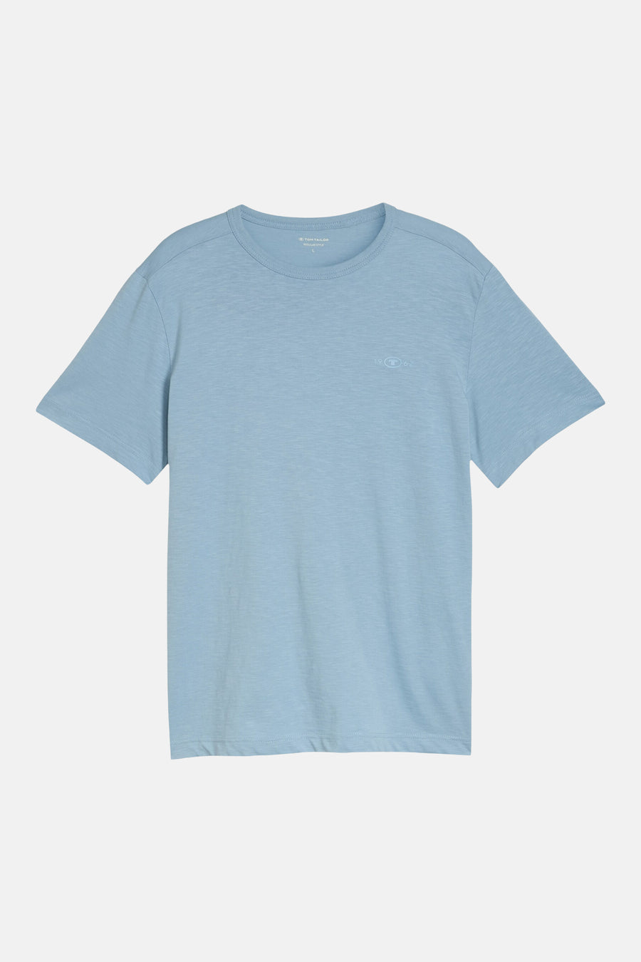 T-shirt bleu à manches courtes de TOM TAILOR, coupe regular, avec petit logo sur la poitrine.