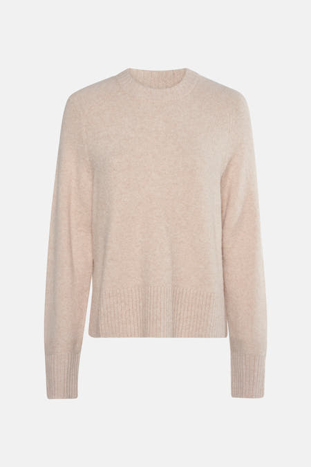 Sweat-shirt écru avec col rond d'OPUS, avec des bordures et des manches côtelées.