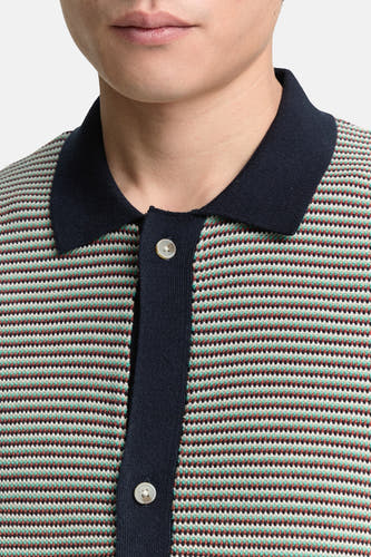 Sweat-shirt multicolore de TOM TAILOR, avec un fin motif rayé et une fermeture à boutons, cropped.