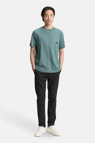 T-shirt vert avec manches courtes de TOM TAILOR, à rayures horizontales et avec une poche poitr..