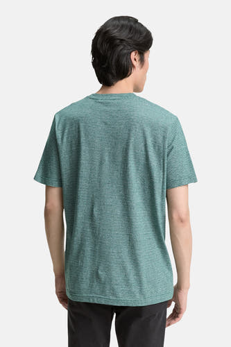 T-shirt vert avec manches courtes de TOM TAILOR, avec un motif à rayures sur le dos.