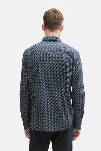 Chemise bleue à manches longues de TOM TAILOR, avec un motif subtil.