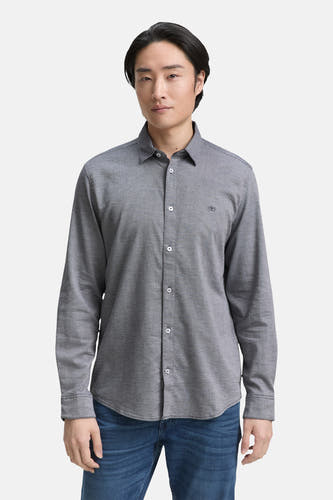 Blau,, longs manches T-shirt TOM TOM TOROR, tissu lisse avec des boutons blancs.