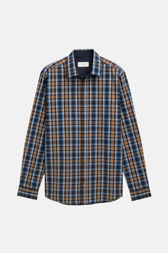 Chemise multicolore à manches longues de TOM TAILOR, avec un motif rayé en bleu et en brun.